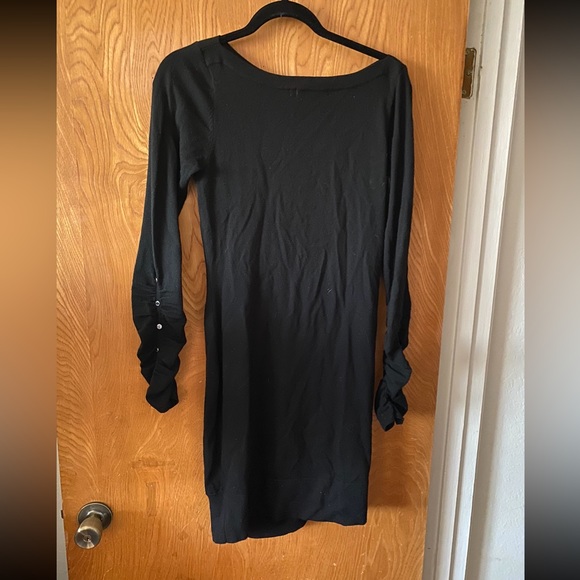 Karen Mullen black bodycon ruched long sleeve midi dress 3 - Picture 5 of 7